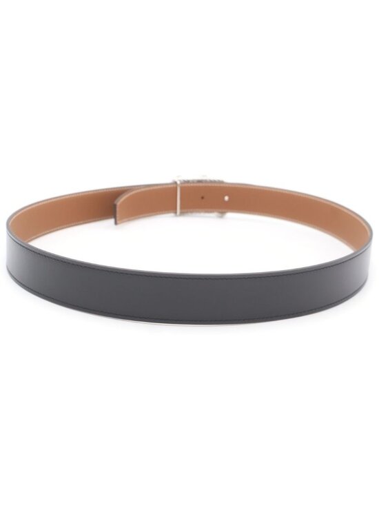 Hermes Cord Buckle Reversible Leather Belt Silver Black Brown main image 5